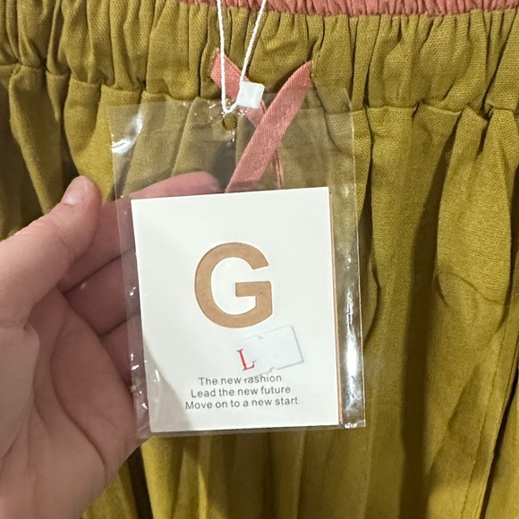 Olive Green Women's Skirt with Pink Accents - Picture 2 of 5